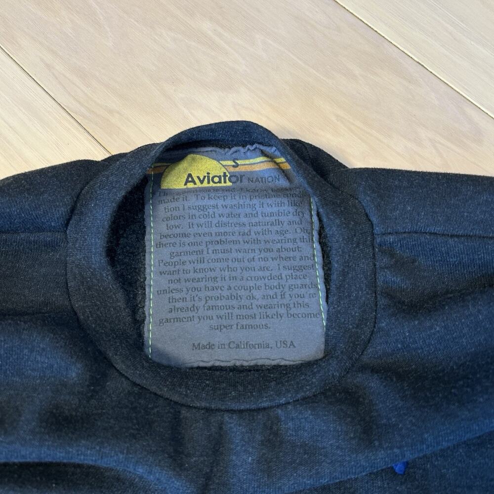 Aviator Nation Check 2 Sleeve Relaxed Crew Sweatshirt Women’s Small - Picture 4 of 6